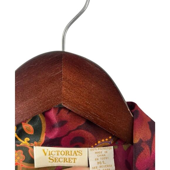 Vtg Victoria's Secret Gold Label Paisley Night Blouse M/L Nightgown Sleepwear - Picture 8 of 9